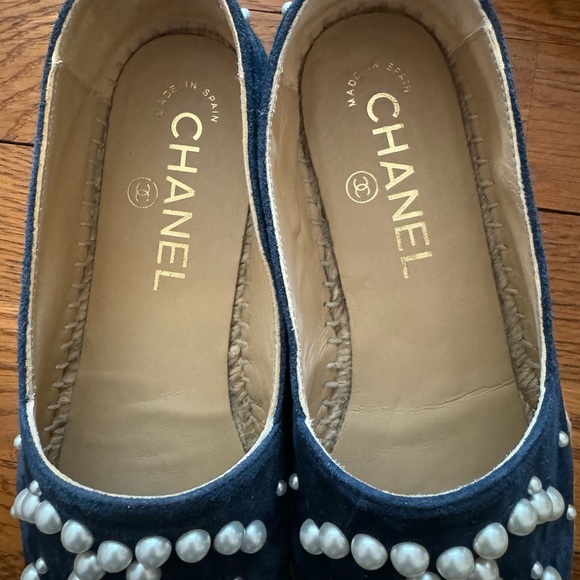 Chanel CC logo cal/pearl espadrilles size 5.5 - Picture 3 of 8